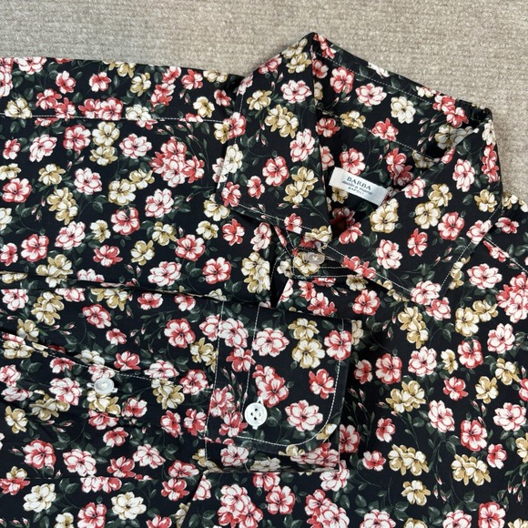 Barba Napoli Black Floral AOP Button Down Shirt Men's Size 16/41 EUC - Picture 1 of 9